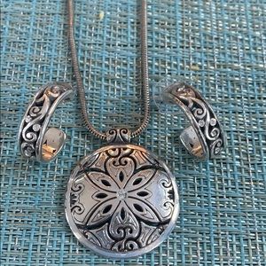 Brighton medallion necklace and earring set